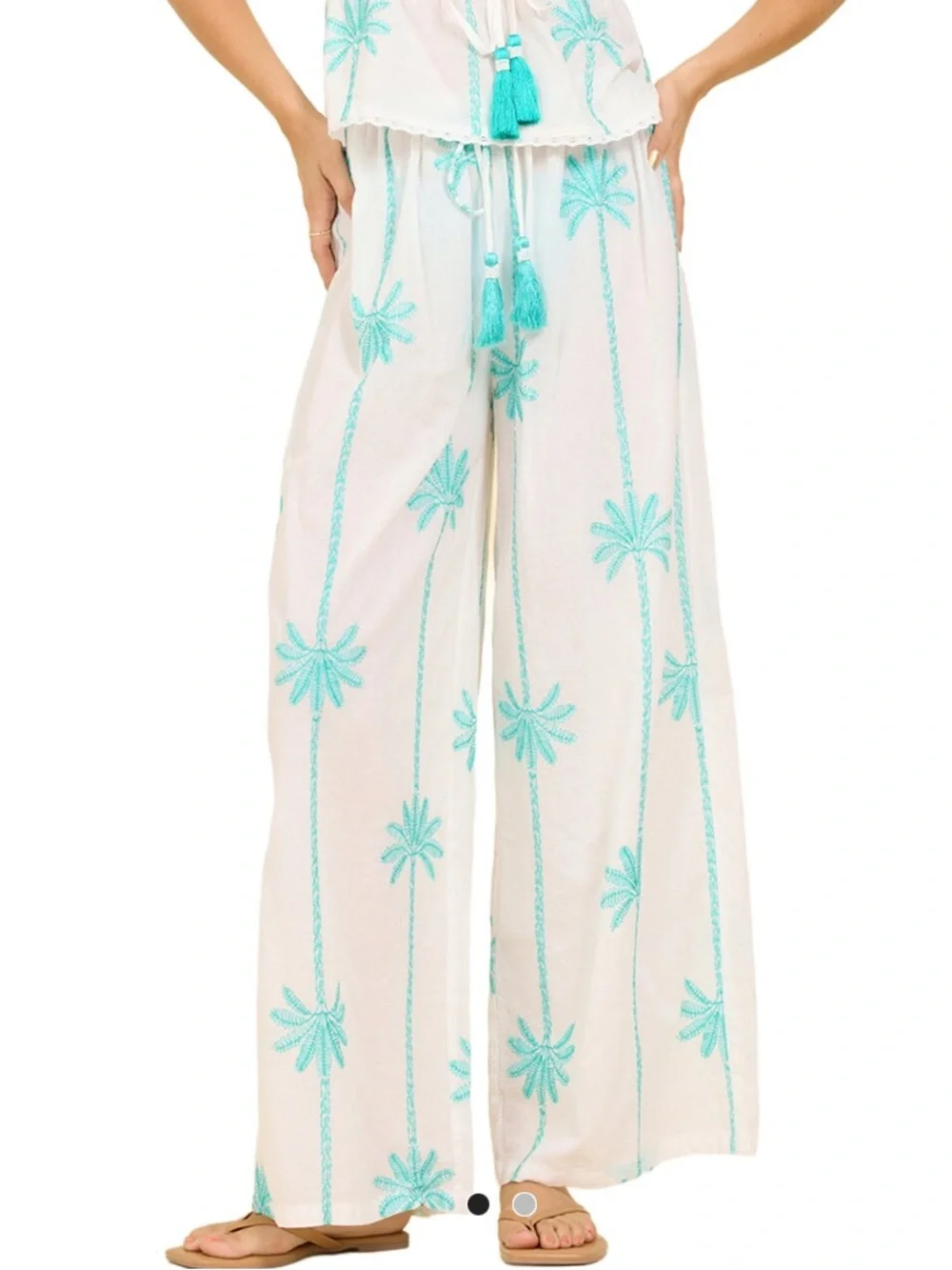 Surf Gypsy Striped Palm Embroidered Pant NWT